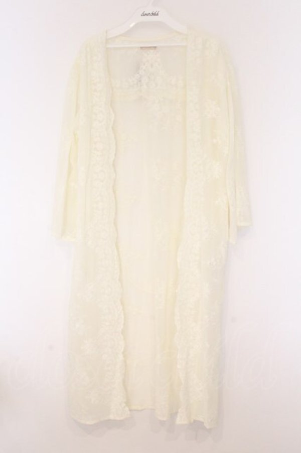 画像1: axes femme POETIQUE / タッセル紐付き刺繍ロングカーディガン  生成り O-26-04-05-110-AX-TO-IG-OS (1)