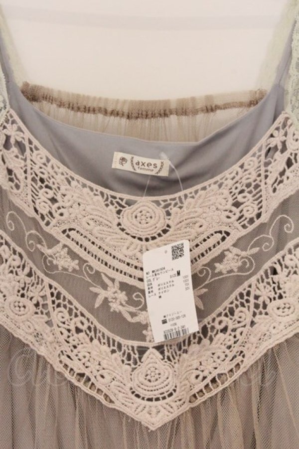 画像2: axes femme / レース重ねワンピース M グレー O-26-04-05-112-AX-OP-IG-OS (2)