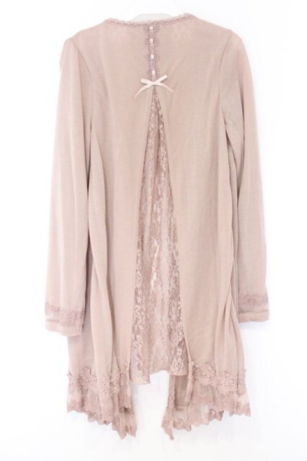 画像3: axes femme / バックレースロングカーディガン  ピンクベージュ O-26-04-05-113-AX-TO-IG-OS (3)