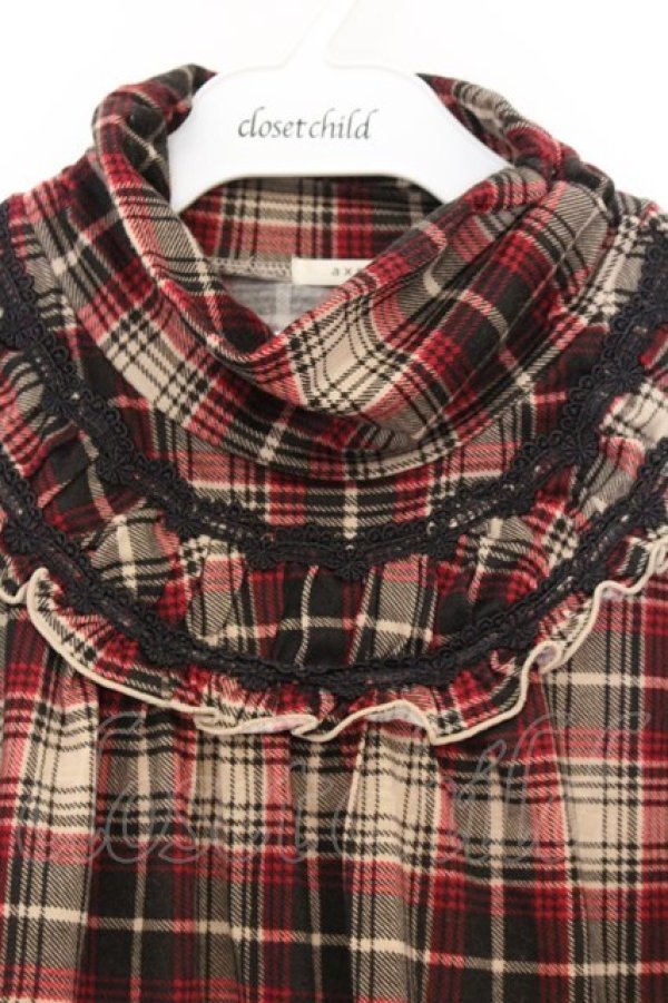 画像2: axes femme / チェック柄ハイネックカットソー M ベージュ O-26-04-05-013-AX-TO-IG-OS (2)