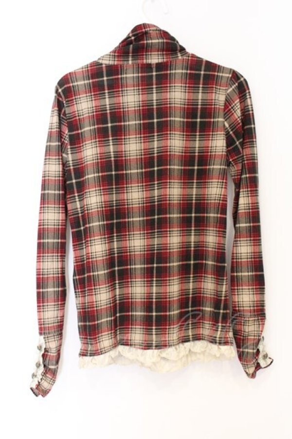 画像3: axes femme / チェック柄ハイネックカットソー M ベージュ O-26-04-05-013-AX-TO-IG-OS (3)