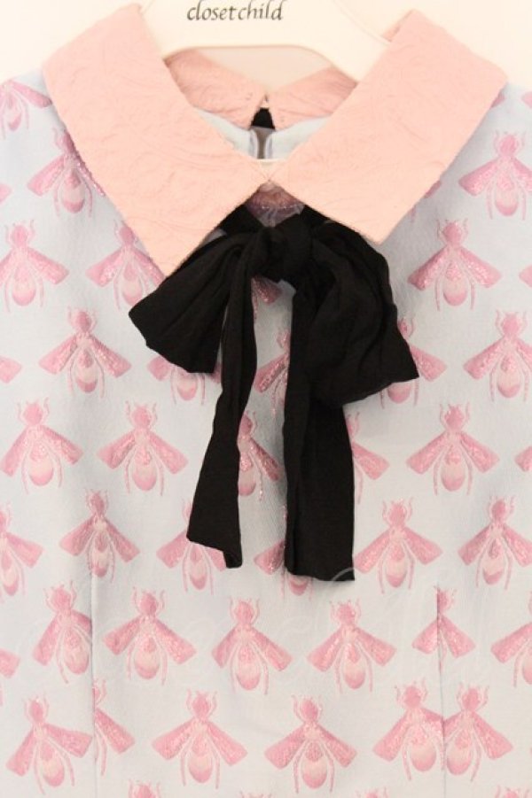 画像2: Manon Mimie / honey bee dress （ハニービードレス）  サックス×ピンク O-26-04-05-002-GO-OP-IG-OS (2)