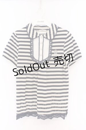 画像: axes femme / ボーダーポロシャツ M アイボリー×ネイビー O-26-04-05-017-AX-TO-IG-OS