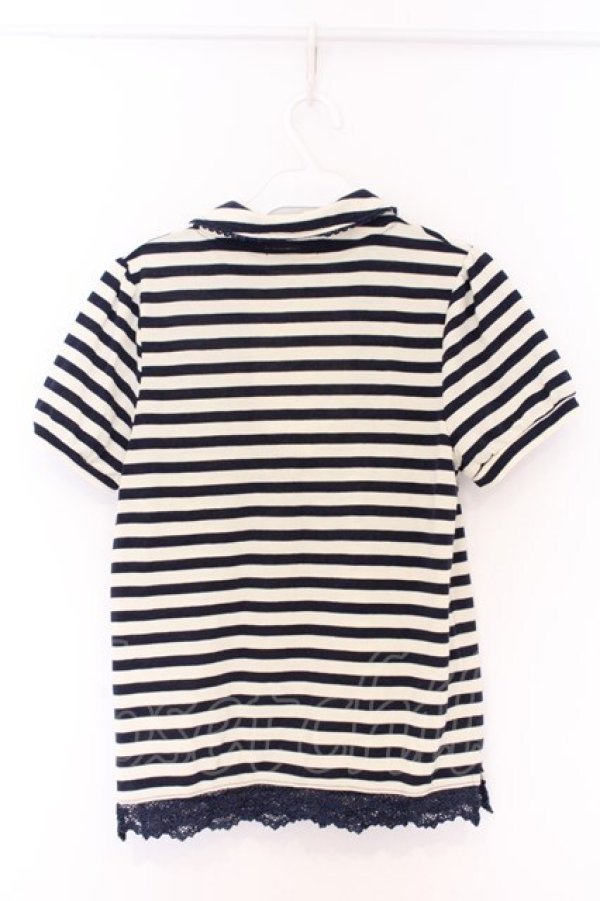 画像3: axes femme / ボーダーポロシャツ M アイボリー×ネイビー O-26-04-05-017-AX-TO-IG-OS (3)