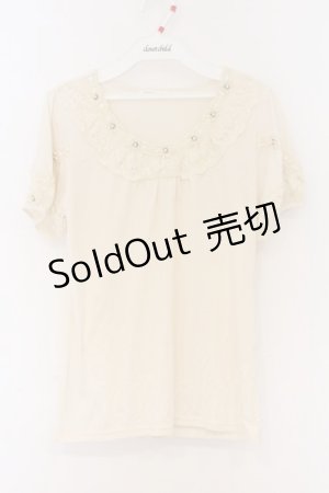 画像: axes femme / はしごレースパフTシャツ  アイボリー O-26-04-05-018-AX-TO-IG-OS