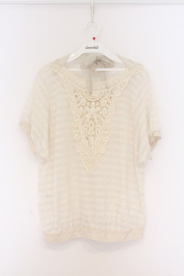 画像1: axes femme / モチーフレースドルマントップス  アイボリー O-26-04-05-020-AX-TO-IG-OS (1)