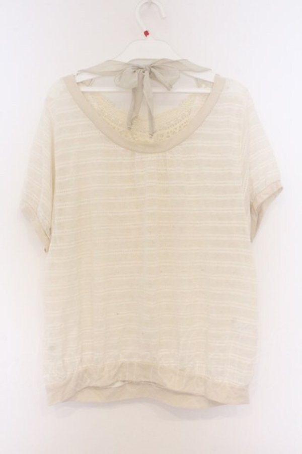 画像3: axes femme / モチーフレースドルマントップス  アイボリー O-26-04-05-020-AX-TO-IG-OS (3)