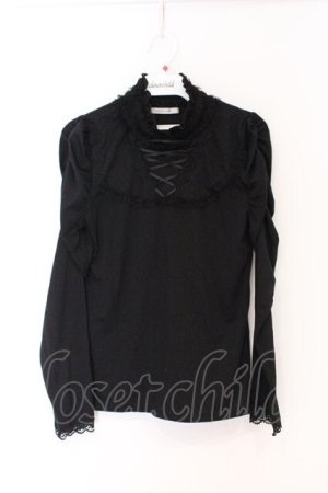 画像: axes femme / ドットチュールパワショルカットソー  クロ O-26-04-05-025-AX-TO-IG-OS