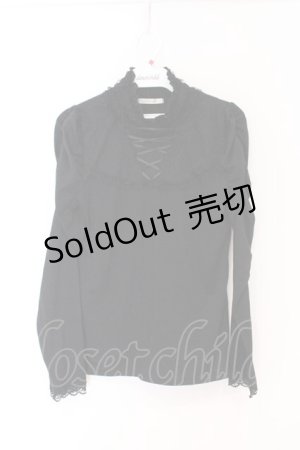 画像: axes femme / ドットチュールパワショルカットソー  クロ O-26-04-05-025-AX-TO-IG-OS