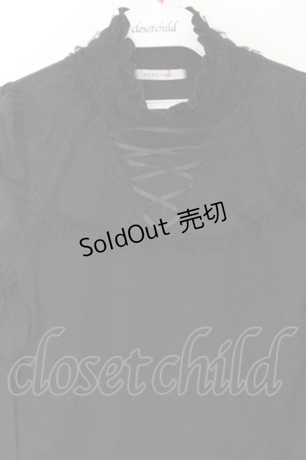 画像2: axes femme / ドットチュールパワショルカットソー  クロ O-26-04-05-025-AX-TO-IG-OS (2)