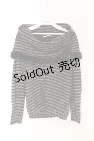 画像: axes femme / ボーダー柄オフタートルニット M クロ O-26-04-05-026-AX-TO-IG-ZT0408N