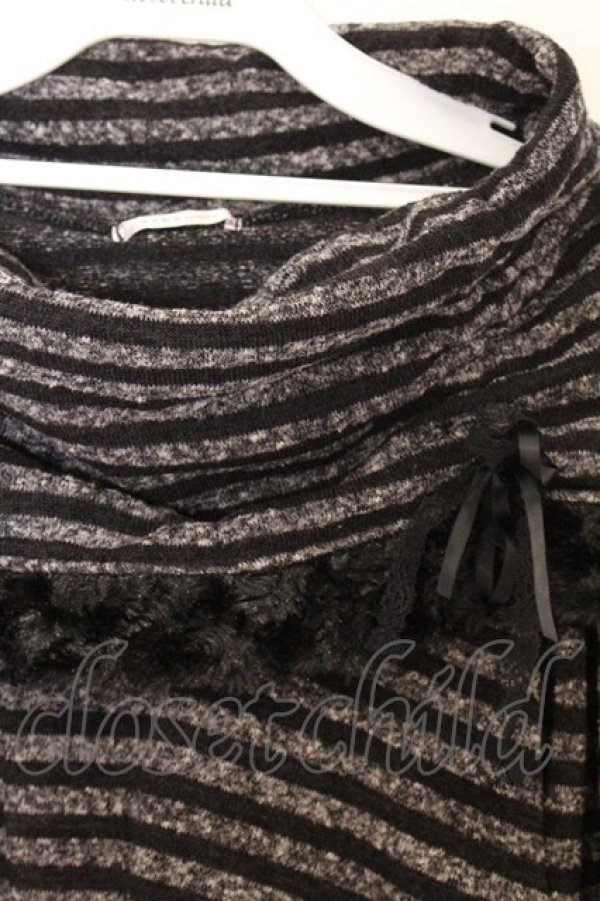 画像2: axes femme / ボーダー柄オフタートルニット M クロ O-26-04-05-026-AX-TO-IG-OS (2)