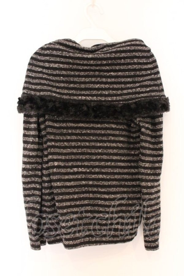 画像3: axes femme / ボーダー柄オフタートルニット M クロ O-26-04-05-026-AX-TO-IG-OS (3)