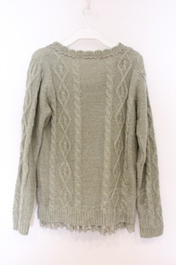 画像3: axes femme / ラメニケーブルニット  グリーン O-26-04-05-027-AX-TO-IG-OS (3)