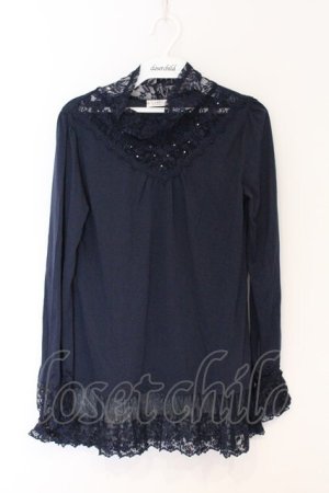 画像: axes femme / 透けディテールタートル  ネイビー O-26-04-05-029-AX-TO-IG-OS