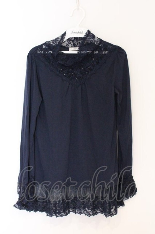 画像1: axes femme / 透けディテールタートル  ネイビー O-26-04-05-029-AX-TO-IG-OS (1)