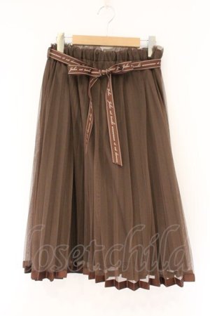 画像: Fi.n.t / ロゴリボン付きプリーツチュールスカート  ブラウン O-26-04-06-031-CA-SK-IG-OS
