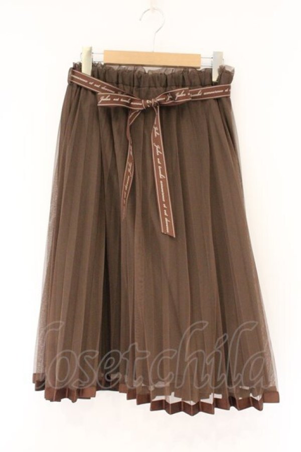 画像1: Fi.n.t / ロゴリボン付きプリーツチュールスカート  ブラウン O-26-04-06-031-CA-SK-IG-OS (1)