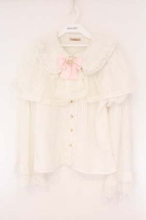 画像: Amavel / Secret Macaronレースケープブラウス F シロｘピンク O-26-04-06-004-CA-BL-YM-OS