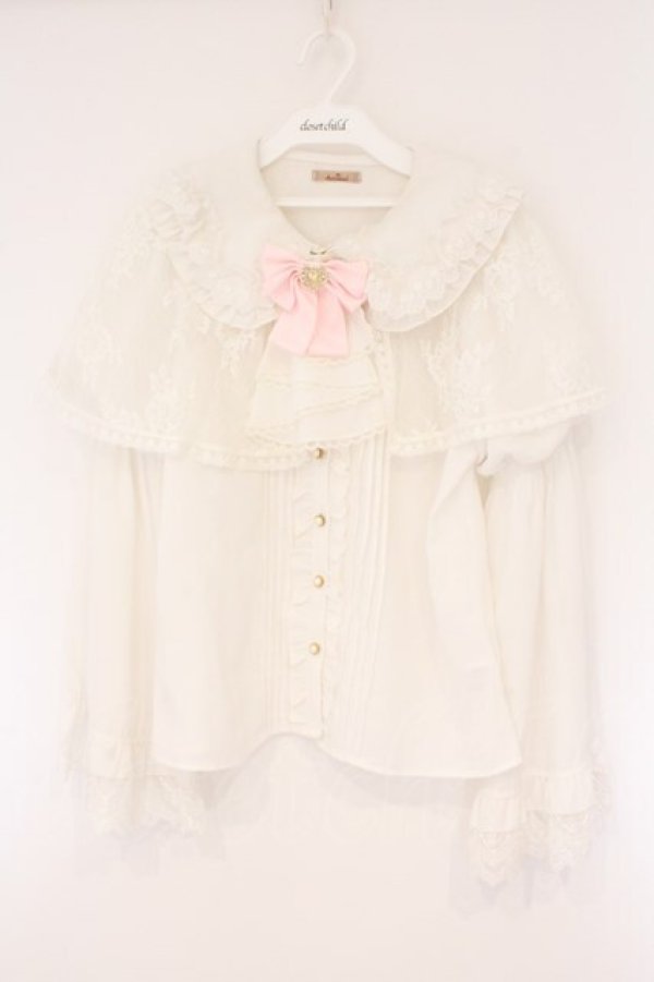 画像1: Amavel / Secret Macaronレースケープブラウス F シロｘピンク O-26-04-06-004-CA-BL-YM-OS (1)