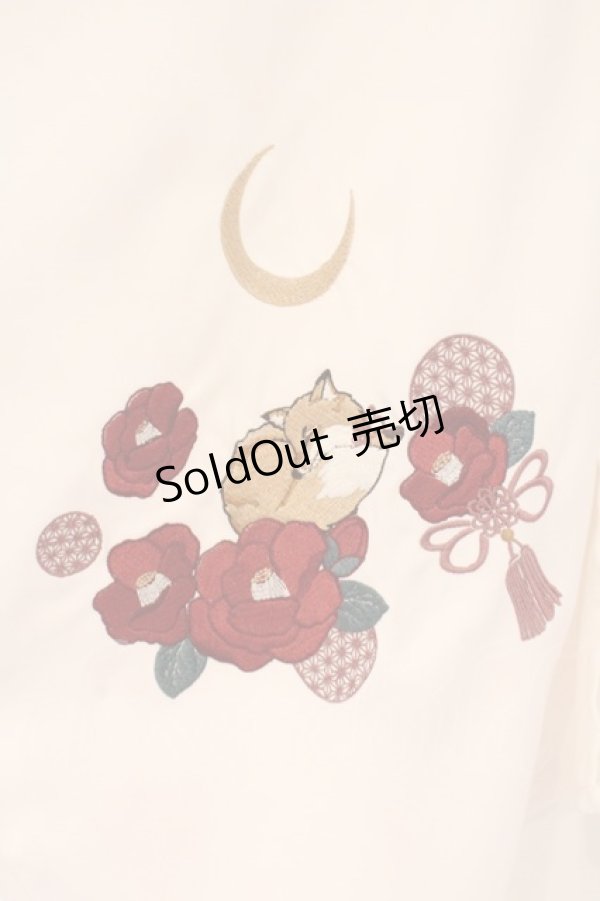 画像3: Amavel / 月夜の狐と寒椿 和風ブラウス F シロ（ピンク） O-26-04-06-005-CA-BL-YM-OS (3)