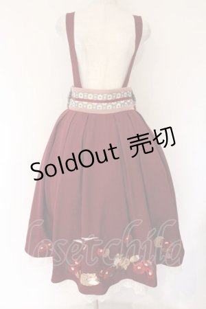 画像: Amavel / 月夜の狐と寒椿 和風スカート F エンジ O-26-04-06-058-CA-SK-YM-OS