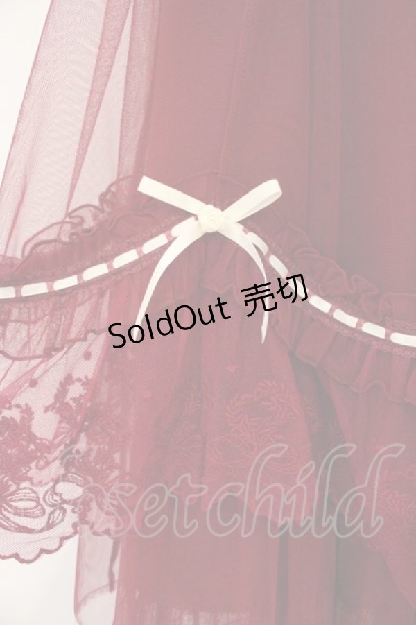 画像2: axes femme / ホイップフリルチュールスカート F ワイン O-26-04-06-068-AX-SK-YM-OS (2)