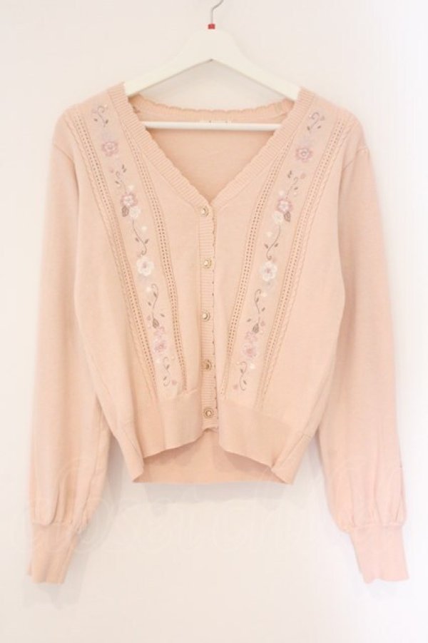 画像1: axes femme / 桜刺繍ニットカーディガン F ピンク O-26-04-06-069-AX-TO-YM-OS (1)