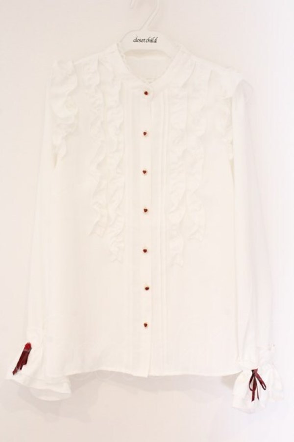 画像1: axes femme / ホイップフリルブラウス F シロ O-26-04-06-071-AX-BL-YM-OS (1)