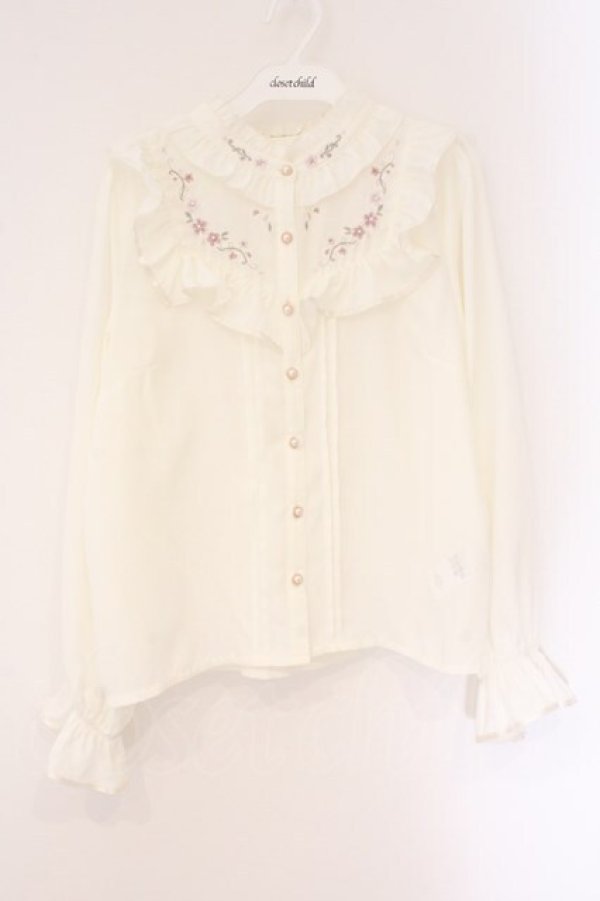 画像1: axes femme / 桜刺繍スタンドブラウス M アイボリー O-26-04-06-072-AX-BL-YM-OS (1)