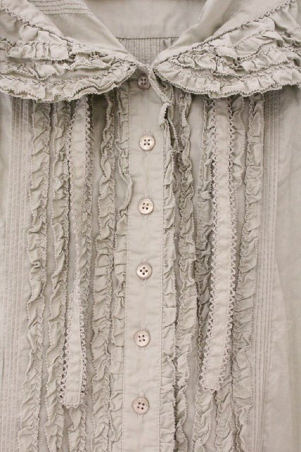 画像2: PINK HOUSE / ピコフリルピンタックフードブラウス  薄荷 O-26-04-06-073-LO-BL-IG-OS (2)