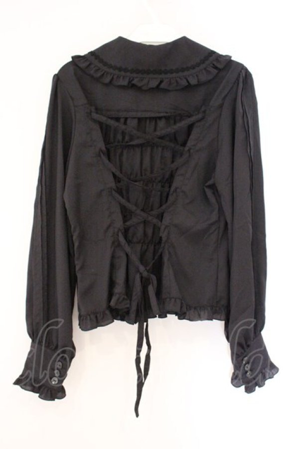 画像3: metamorphose / リボンブローチ付丸衿ブラウス  クロ O-26-04-06-076-ME-BL-IG-OS (3)