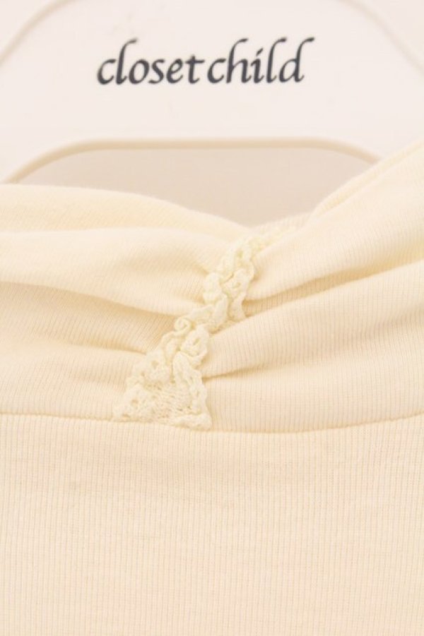 画像2: PINK HOUSE / ギャザーネックカットソー  アイボリー O-26-04-06-084-LO-TO-IG-OS (2)