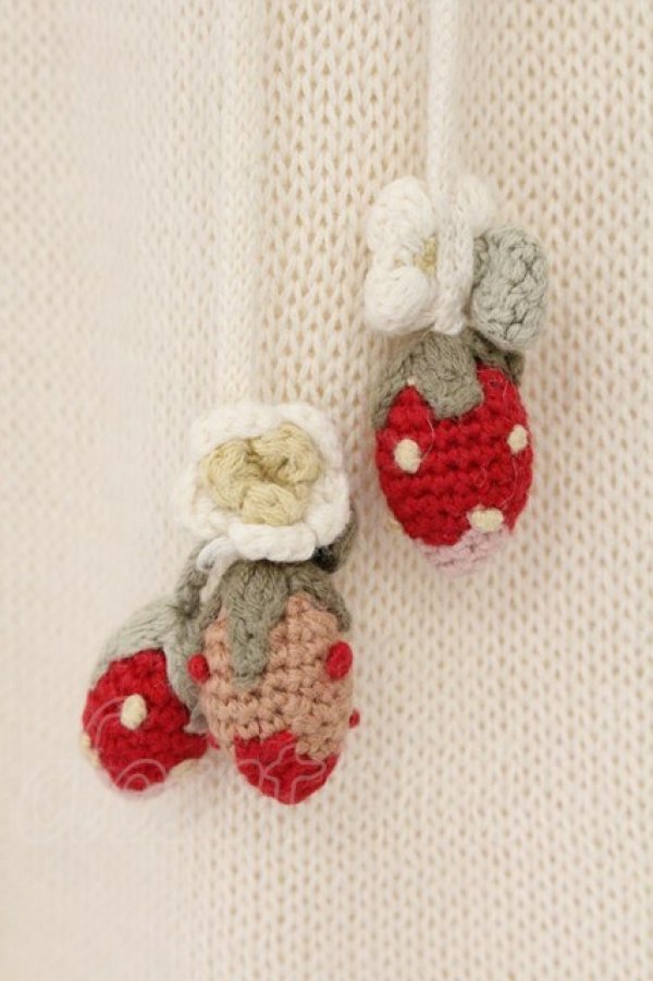 画像3: PINK HOUSE / いちごあみぐるみニットベスト  アイボリー O-26-04-06-089-LO-TO-IG-OS (3)