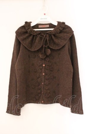 画像: PINK HOUSE / ローズモチーフ襟付きニット  ブラウン O-26-04-06-090-LO-TO-IG-OS