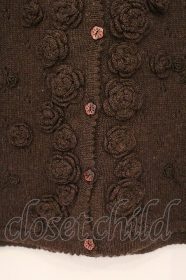 画像3: PINK HOUSE / ローズモチーフ襟付きニット  ブラウン O-26-04-06-090-LO-TO-IG-OS (3)