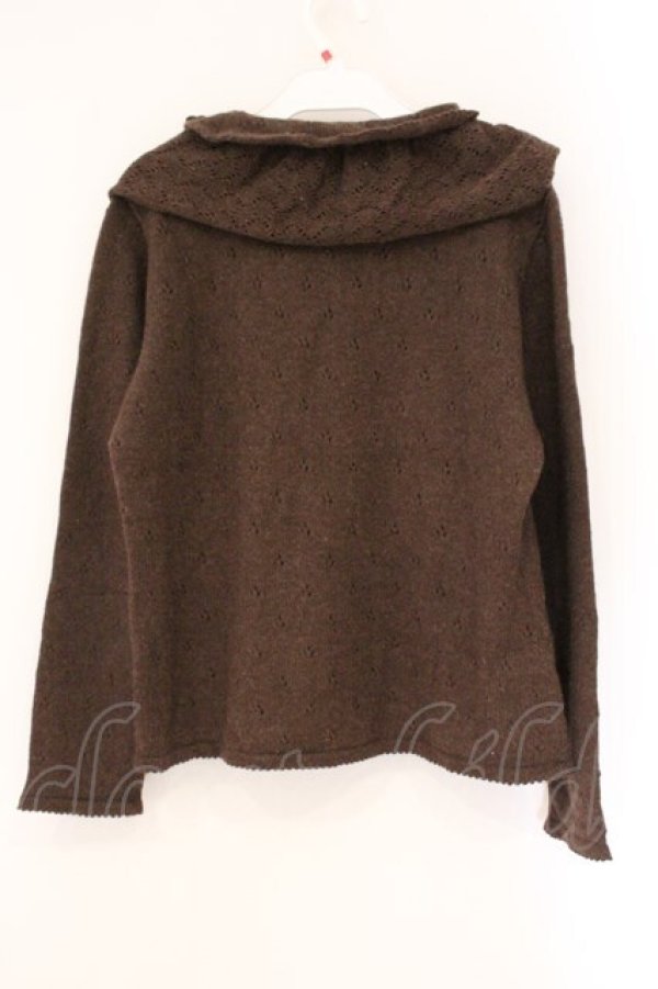 画像4: PINK HOUSE / ローズモチーフ襟付きニット  ブラウン O-26-04-06-090-LO-TO-IG-OS (4)