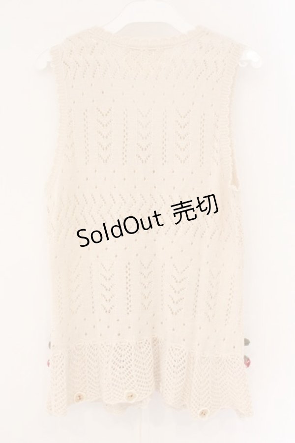 画像4: PINK HOUSE / 苺ニットモチーフ付き前開きニットベスト  アイボリー O-26-04-06-091-LO-TO-IG-OS (4)