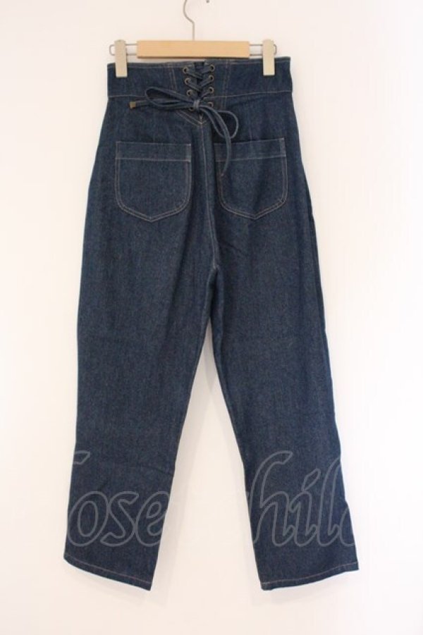 画像3: Fi.n.t / バックレースアップストレートデニムパンツ  インディゴ O-26-04-06-096-CA-PA-IG-OS (3)