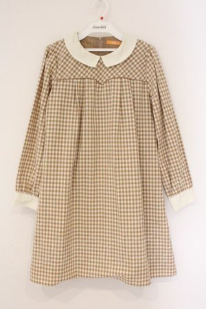 画像: Fi.n.t / チェックAラインワンピース  ベージュ O-26-04-06-097-CA-OP-IG-OS