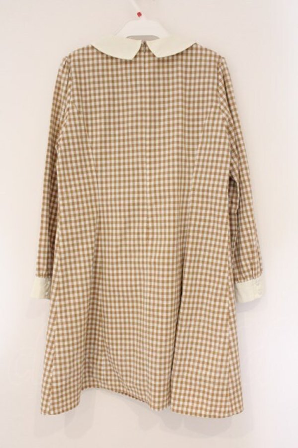 画像3: Fi.n.t / チェックAラインワンピース  ベージュ O-26-04-06-097-CA-OP-IG-OS (3)