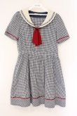 画像1: Fi.n.t / ギンガムセーラーワンピース  クロ×オフシロ O-26-04-06-102-CA-OP-IG-OS (1)