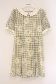 画像1: Fi.n.t / マーガレットギンンガムチェックシフォン半袖ワンピース  グリーン×アイボリー O-26-04-06-103-CA-OP-IG-OS (1)