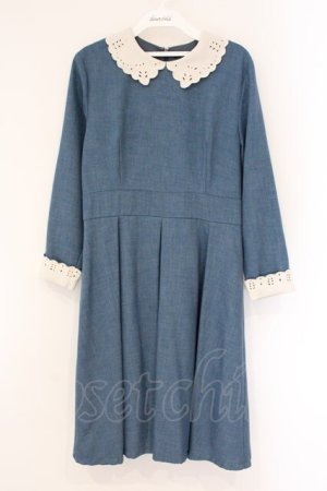 画像: an another angelus / カットワークレースクレリックワンピース  ブルー×オフシロ O-26-04-06-105-CA-OP-IG-OS