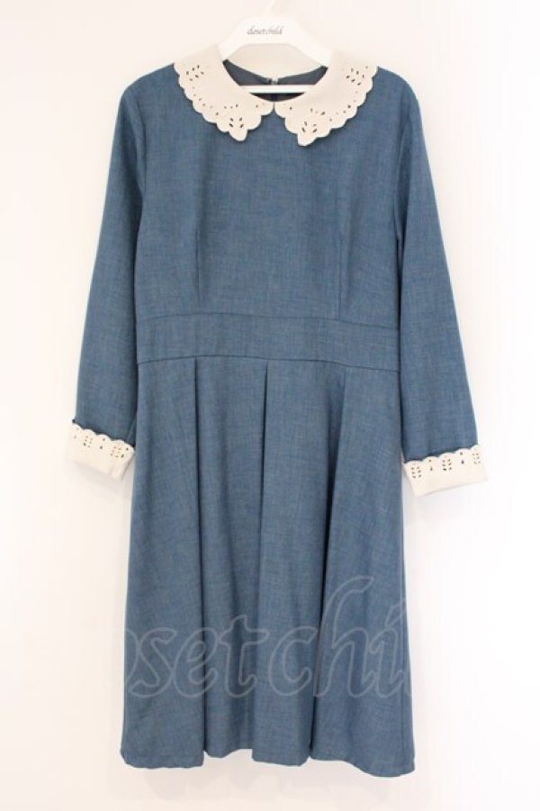 画像1: an another angelus / カットワークレースクレリックワンピース  ブルー×オフシロ O-26-04-06-105-CA-OP-IG-OS (1)