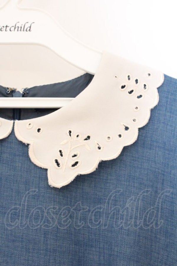 画像2: an another angelus / カットワークレースクレリックワンピース  ブルー×オフシロ O-26-04-06-105-CA-OP-IG-OS (2)