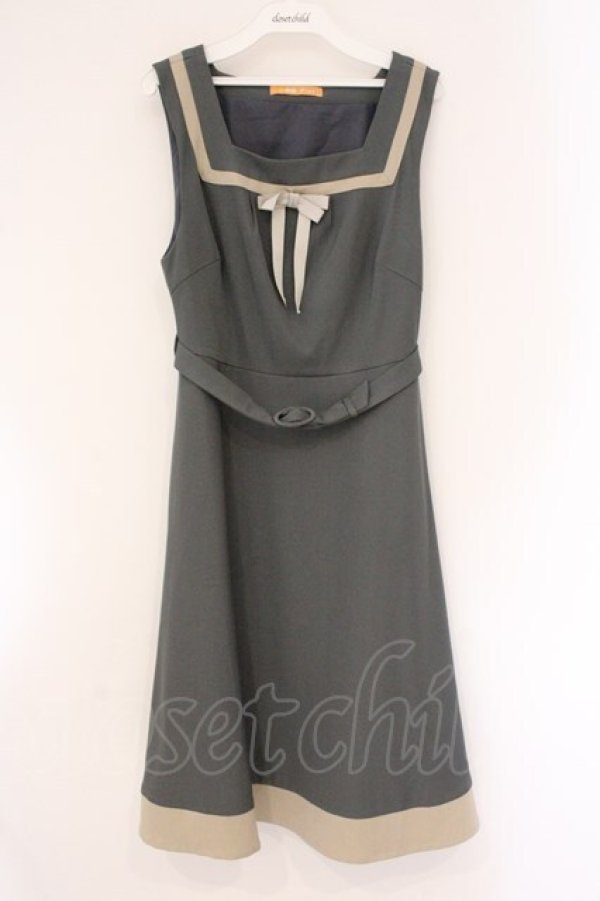 画像1: Fi.n.t / プレゼントリボンバイカラージャンパースカート  グレー×ベージュ O-26-04-06-108-CA-OP-IG-OS (1)