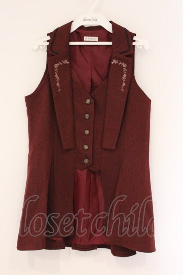 画像1: axes femme / バックタックロングベスト  ワイン O-26-04-06-114-AX-JA-IG-OS (1)