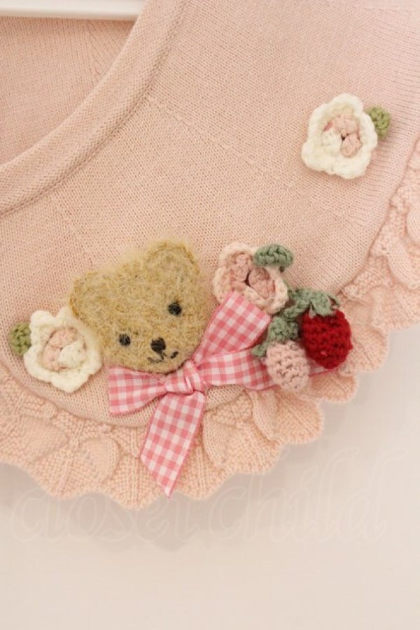 画像3: PINK HOUSE / テディ＆ローズモチーフ付きティペット  ピンク O-26-04-06-117-LO-ZA-IG-OS (3)