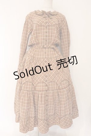 画像: PINK HOUSE / チェックパッチワークワンピース  ブラウン O-26-04-06-121-LO-OP-IG-OS